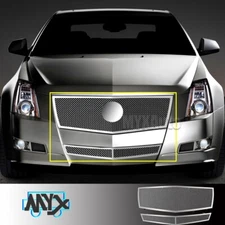 For 2008-2013 Cadillac CTS Stainless Steel Mesh Chrome Grille Grill Insert Combo