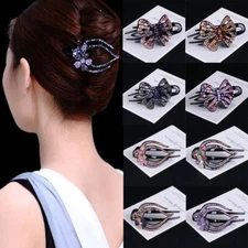 Rhinestone Hairpin Flower Duckbill Clip Retro Hair Claws Grip Vintage Women Pin