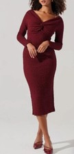 ASTR The Label -Wine-Textured Knot Front Off the Shoulder - S- NWT- retail $85