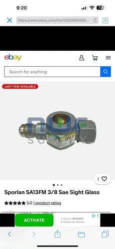 3/8 Refrigeration Sight Glass W/ Moisture Indicator
