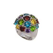 FLOWER MULTI COLOR CUBIC ZIRCONIA 925 STERLING SILVER VOGUE WOMEN RING R-695D