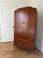 Antique Mahogany Wardrobe / Armoire – Early 1900s – Original Brass Hardware