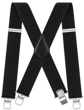 Mens Heavy-Duty Suspender: 2-Inch Wide Sturdy Clips, X-Back, Adjustable Elastic