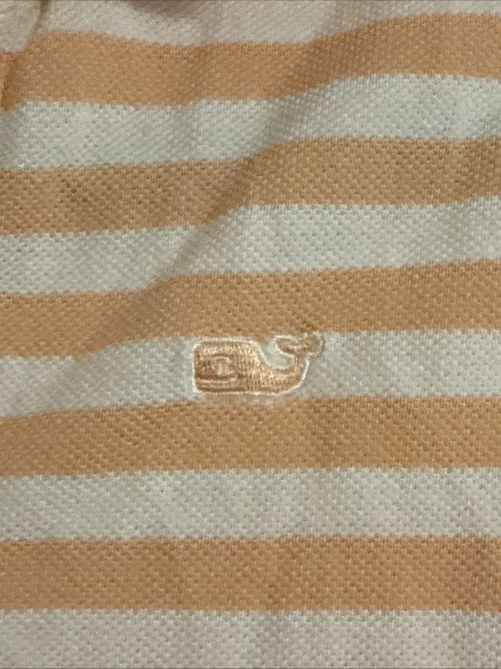 Vestido Polo Vineyard Vines Niñas Talla L (16-18) Piqué Naranja Y Blanco Rayas Foto 4 de 4