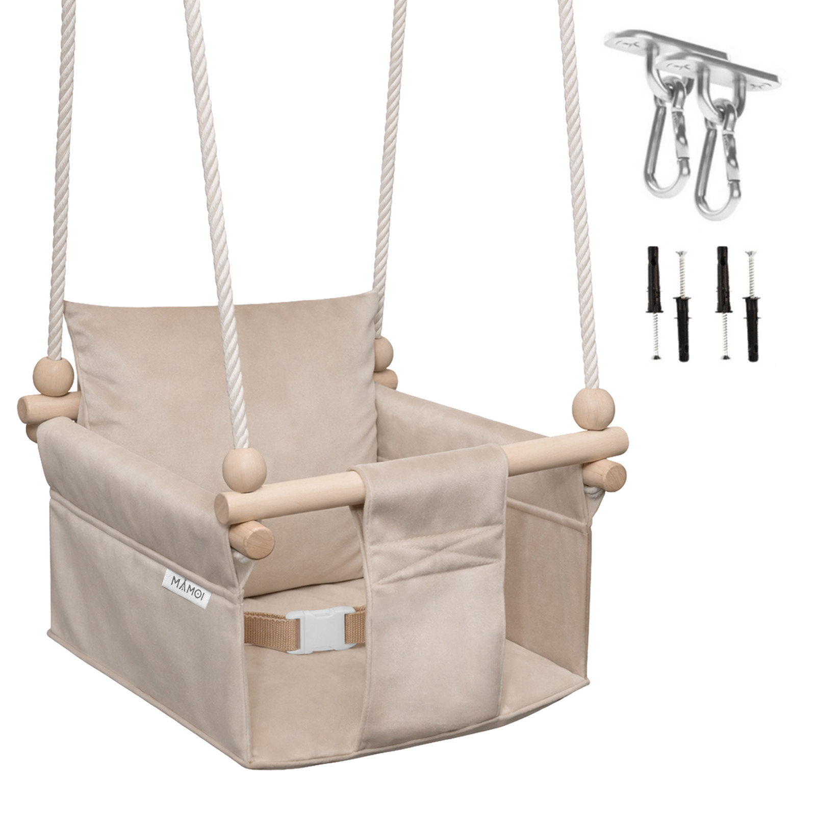 MAMOI®  Babyschaukel + SICHERHEITSGURT , Schaukel Indoor, Kinderschaukel,