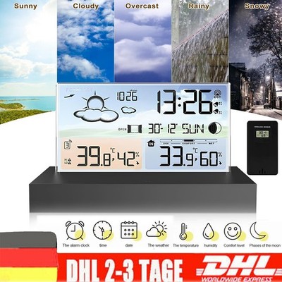 Kabellos Wetterstation Thermometer / Hygrometer mit Sensor Innen & Außen DHL