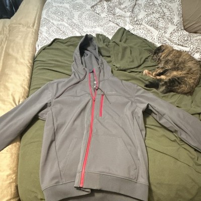 Simms Guide Men's XL/TG Hooded Full Zip Fleece Fishing Jacket Gray/Red