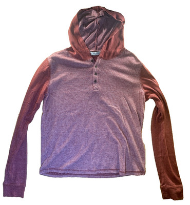 Threads 4 Thought Hoodie Mens XL Red Long Sleeve Henley Hooded Pullover Casual