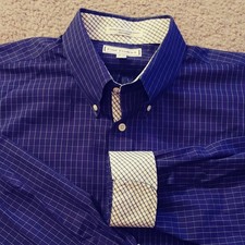 Paul Fredrick Men's Classic Flip Cuff Non-Iron 2-Ply Pinpoint Check Shirt 18x35