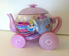 Disney Princess Cinderella Carriage Tea Set w/ Teapot Cups Saucers  Spoons VTG