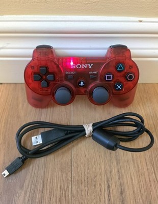 Official Sony DualShock 3 Wireless Controller Crystal Red Clear Red Playstation