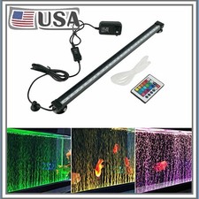 Aquarium Underwater Air Bubble LED Light Fish Tank RGB Submersible Lamp Remote