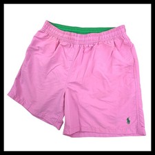 Polo Ralph Lauren Swim Shorts Men XL Pink Nylon Mesh Lined Trunks Pony Logo