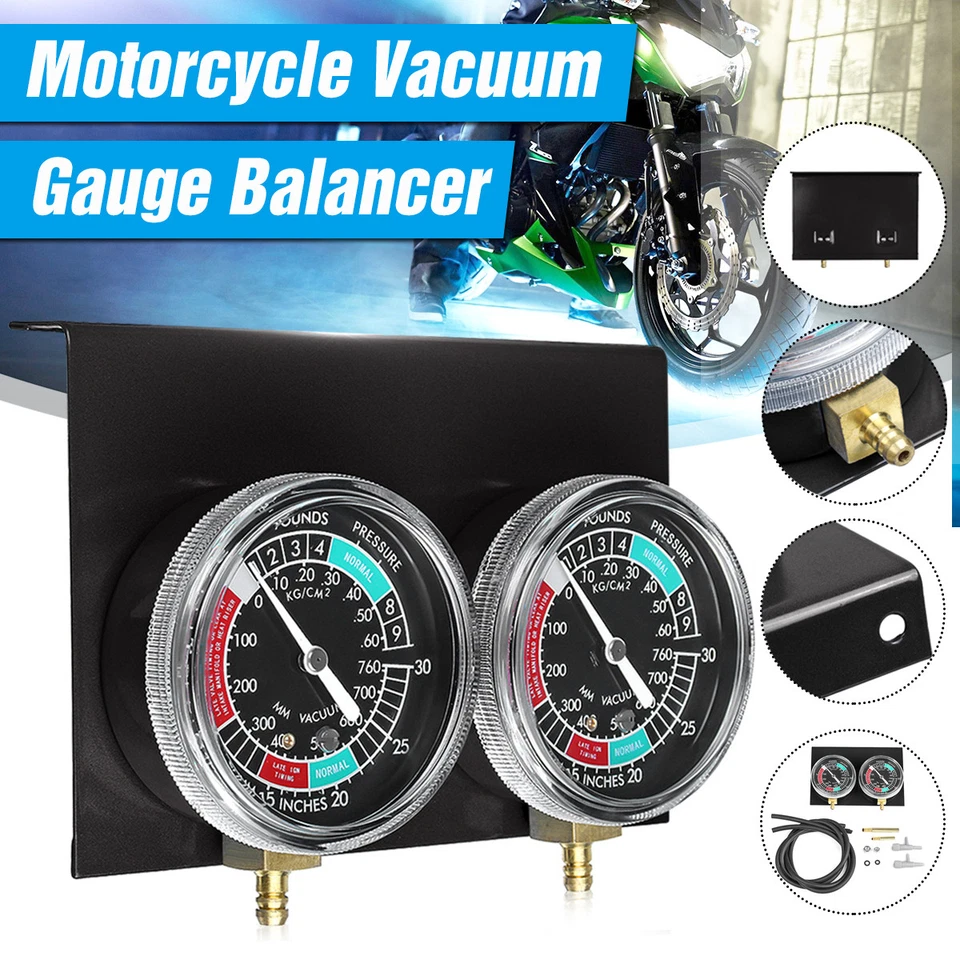 2Pcs Motorcycle Carburettor Fuel Vacuum Gauge Balancer Cylinder Tool Set M5/M6 Foto 2 de 4