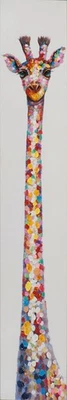 Langer Giraffenhals 25x150 cm lustige Giraffe, bunte Farbgestaltung handveredelt - Bild 1 von 4
