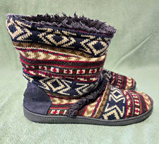 Muk Luks Womens Knit Faux Fur Lined Bootie Slippers 7.5M