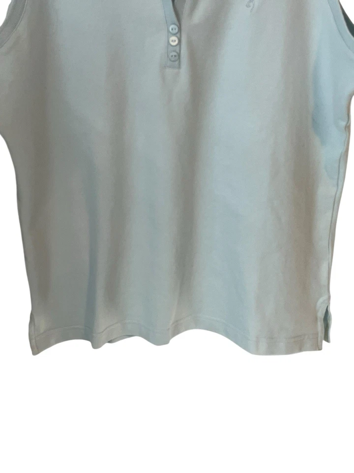 Blusa regata feminina Browning sem mangas XL azul gola V com botão nova com etiquetas - Imagem 4 de 4