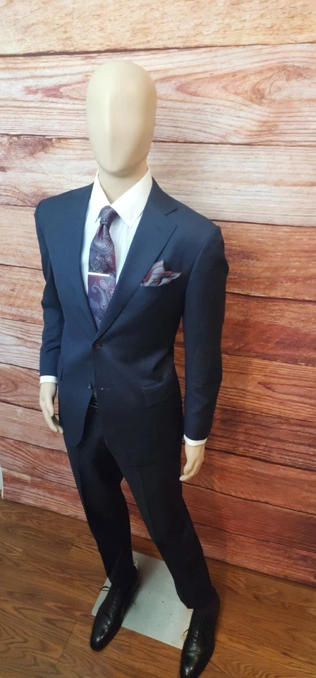 Suitsupply 40R Vitale Barberis Canonico Suit Navy Pencil Stripe 100% Wool Suit - Image 4 of 4