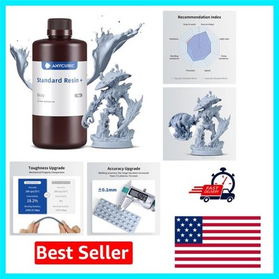 Upgraded Standard 3D Printer Resin - 1kg, Precision Grey Resin for Professionals