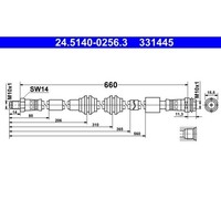 Ate 24.5140-0256.3 Bremsschlauch FüR Mercedes Benz Gle M Klasse Gls Gl W166