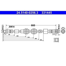 ATE 24.5140-0256.3 Bremsschlauch für MERCEDES BENZ GLE M KLASSE GLS GL W166