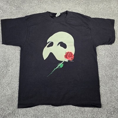 Vintage Phantom of the Opera Shirt Mens XL Mask Rose Graphic Theater Musical