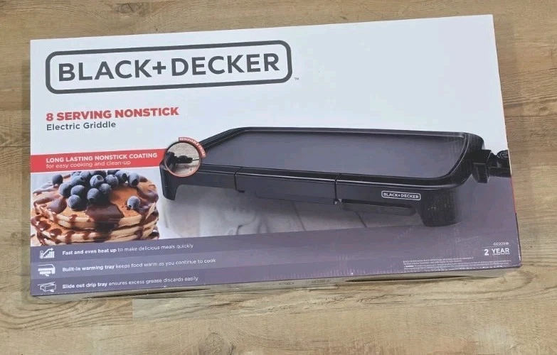 BLACK+DECKER 8-Serving Electric Griddle, GD2051B, Non-Stick Cooking Surface, ...