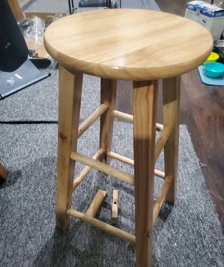 Solid Wood Stool/Lamp Table/Plant Stand/Rustic/Hand Carved/Waxed 60hx30x30cm - Image 2 of 4