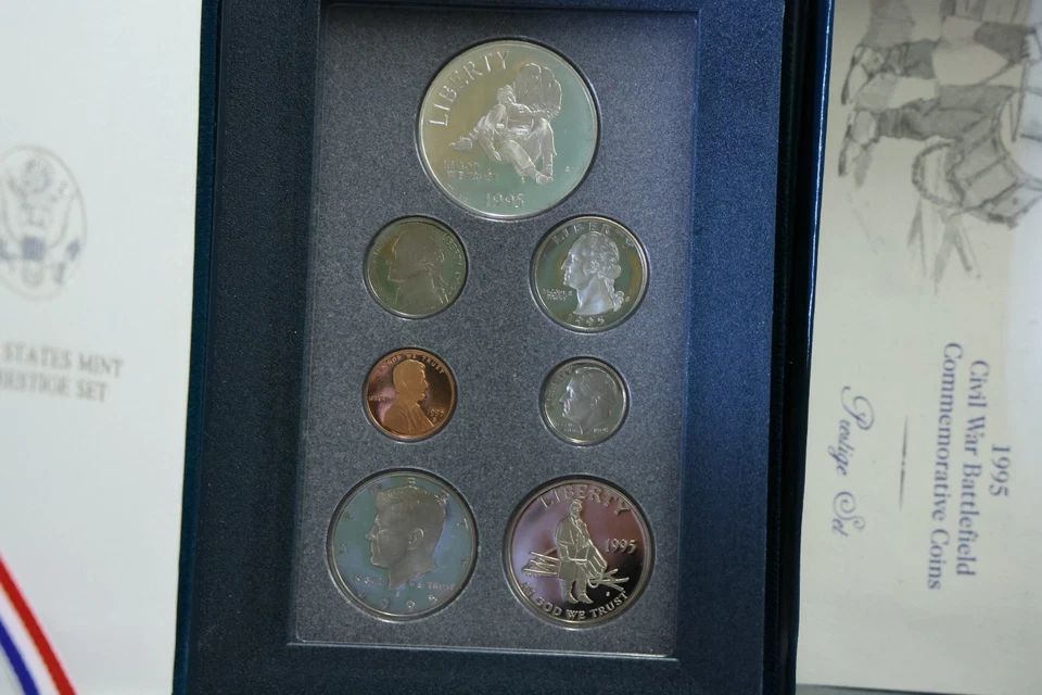 1995 US Mint Prestige Set Civil War Battlefield Commemorative Coins. Box & COA - Image 4 of 4