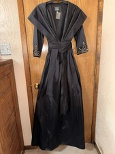 Adrianna Papell Black Gown Rhinestones Sleeves With Pockets And Belt (Has Tags)