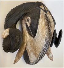 Vintage Baule Ram Mask - Côte d’Ivoire - Hand Carved Wood African Tribal Art