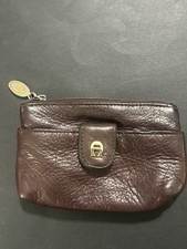 Vintage Etienne Aigner Burgundy Leather Coin Wallet Purse Pouch Late 80s