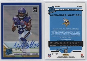 2019 Panini Donruss Optic Rated Blue Prizm /75 Alexander Mattison Rookie Auto RC