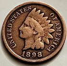 1898 Indian Head Cent Good-VG Details Even Wear 49.8M Mintage BN1004