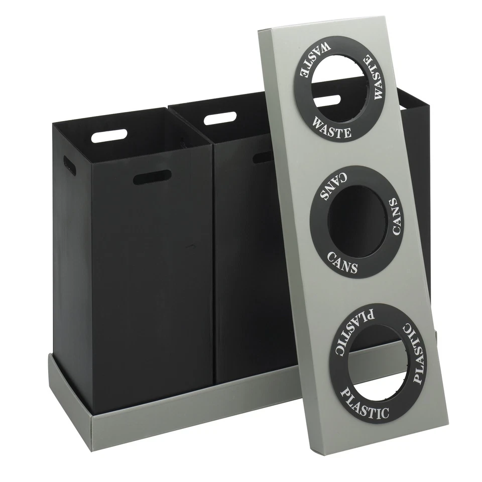 Centro de reciclaje triple Safco Products a su disposición, negro, impacto y Foto 3 de 4