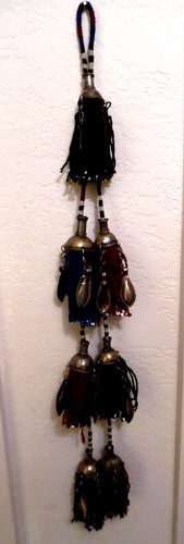 VINTAGE AFGHAN BEADED & SILVER TASSEL STRING BELT OR BELLY DANCE TASSEL 21" LONG