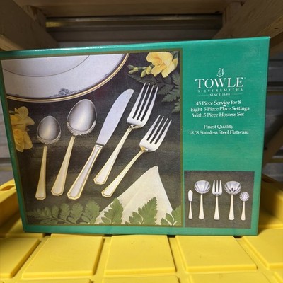 TOWLE Beacon Hill 18/8 Korea Stainless Steel Complete Service for 8 (45total)