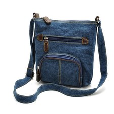 Women Multi Pocket Crossbody Shoulder Bag Small Organizer Purse Wallet Blue