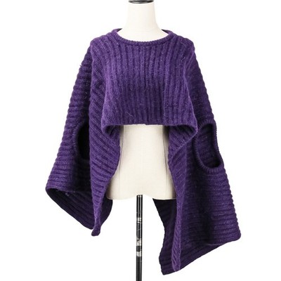 ANN DEMEULEMEESTER VALENTINE KNITTED 3-HOLE TOP, S, Purple, Black