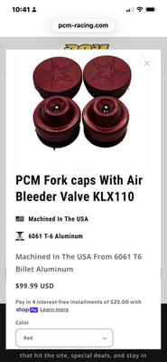 #ad #ad BiIIet Red Pacific Coast Minis Raw Fork Cap w Bleeder Valve KIX11O $79.99