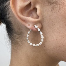 Pear Labcreated Diamond Hoop Earrings 3.6ct TCW F/VS 14K Yellow Gold