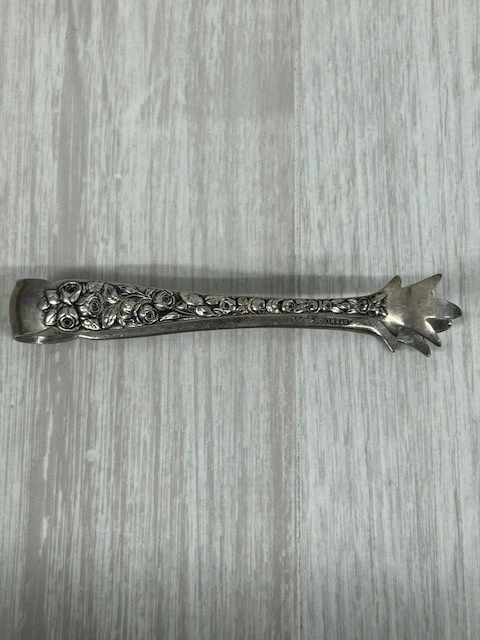 Vintage Baltimore Silversmiths Sterling Silver Rose Sugar Tongs 4" - Image 2 of 4