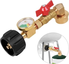 Propane Refill Adapter with Valve & Gauge for 1 lb Bottles from 20 lb Tank