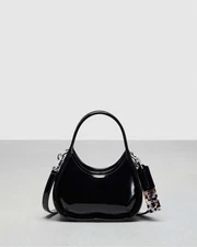 Coach Mini Ergo Bag In Crinkle Patent Coachtopia Leather black CQ832 NWT