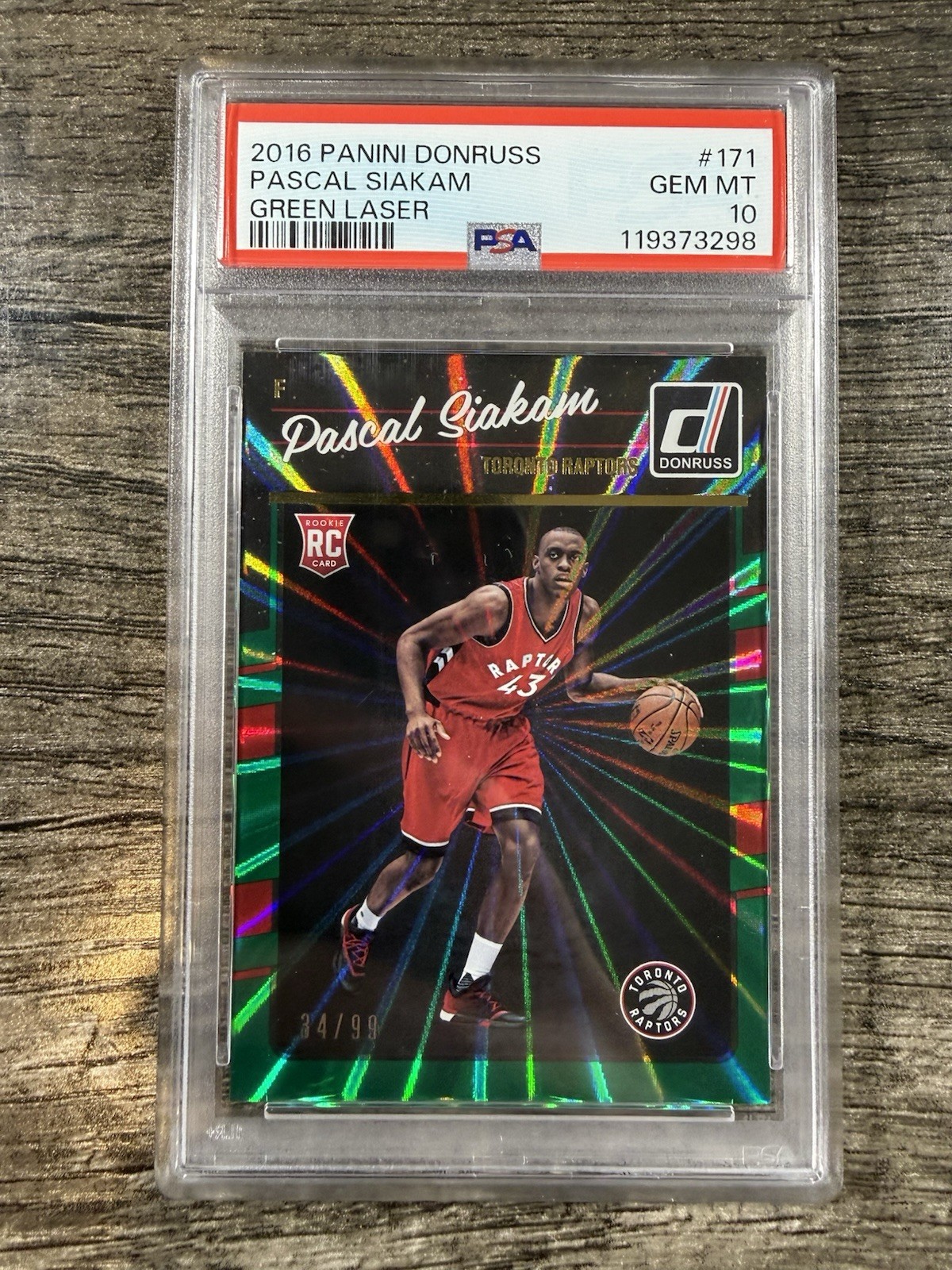 Pascal Siakam 2016 Panini Donruss Basketball Green Laser /99 PSA 10 Raptors RC