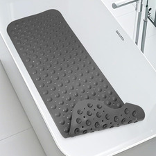 Long TPE Bathtub Mat   Non Slip Shower Mat with Suction Cups  Drain Holes
