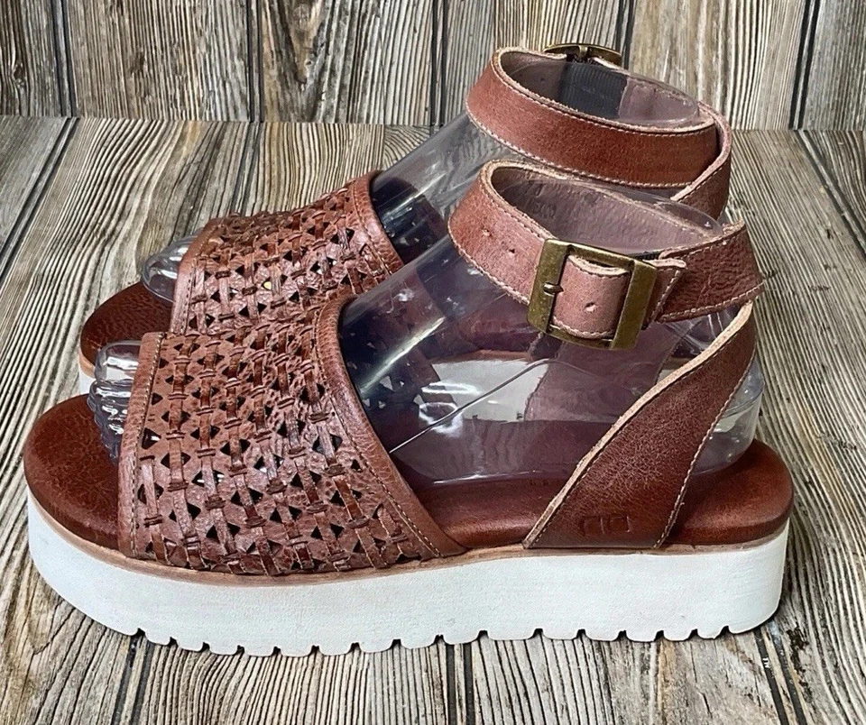 Sandalias Bed Stu Brisa Plataforma Cuero Tejido Marrón Correa al Tobillo Mujer Talla 7 Foto 4 de 4