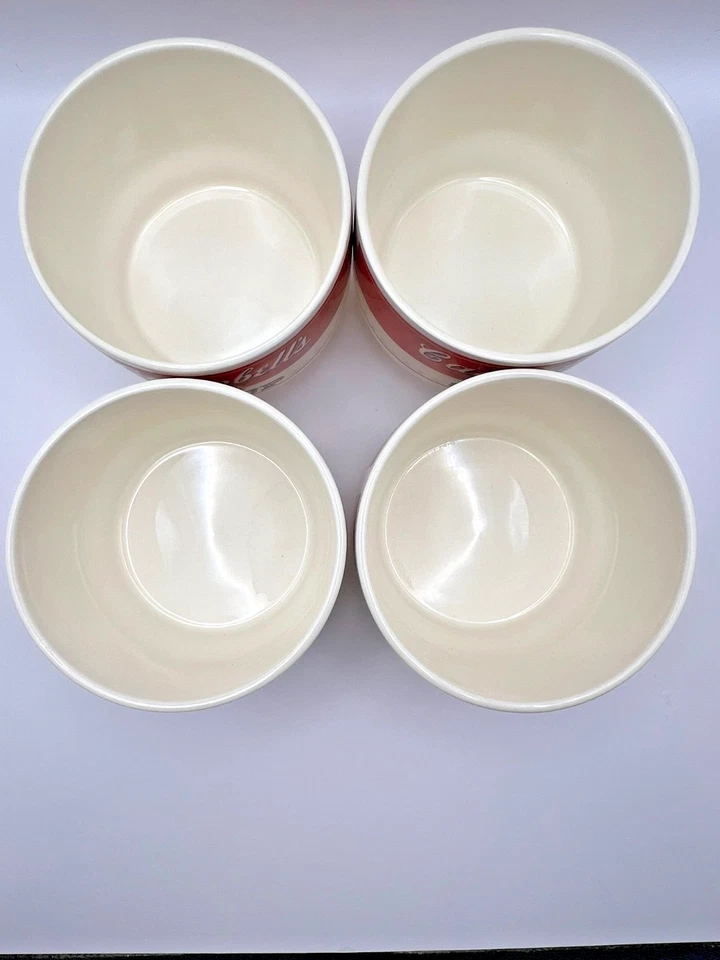 Set of 4 Campbell's Soup Bowls - Vintage USA Pottery - Red & White - No Handles - Image 4 of 4