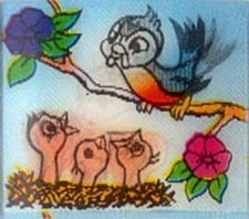 Bird Feeding Young 1960's Small VARI-VUE Motion Animation Lenticular Flicker