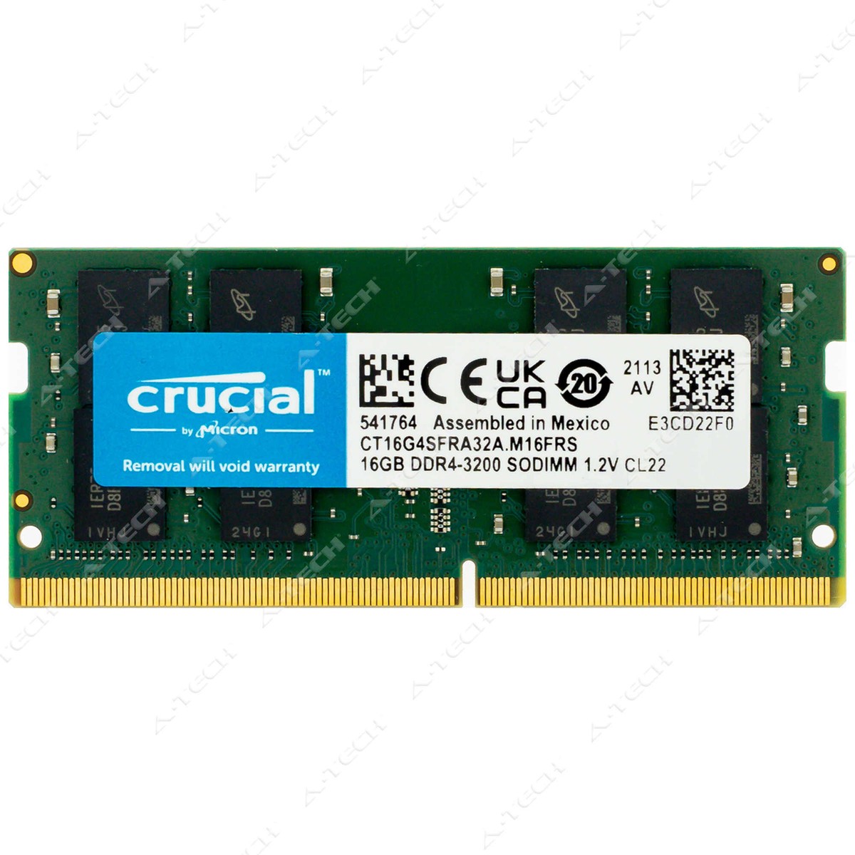 Crucial 16GB DDR4 3200 MHz PC4-25600 SODIMM Laptop Memory RAM 1x